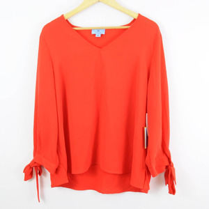 CeCe | Red Blouse Tie Sleeves